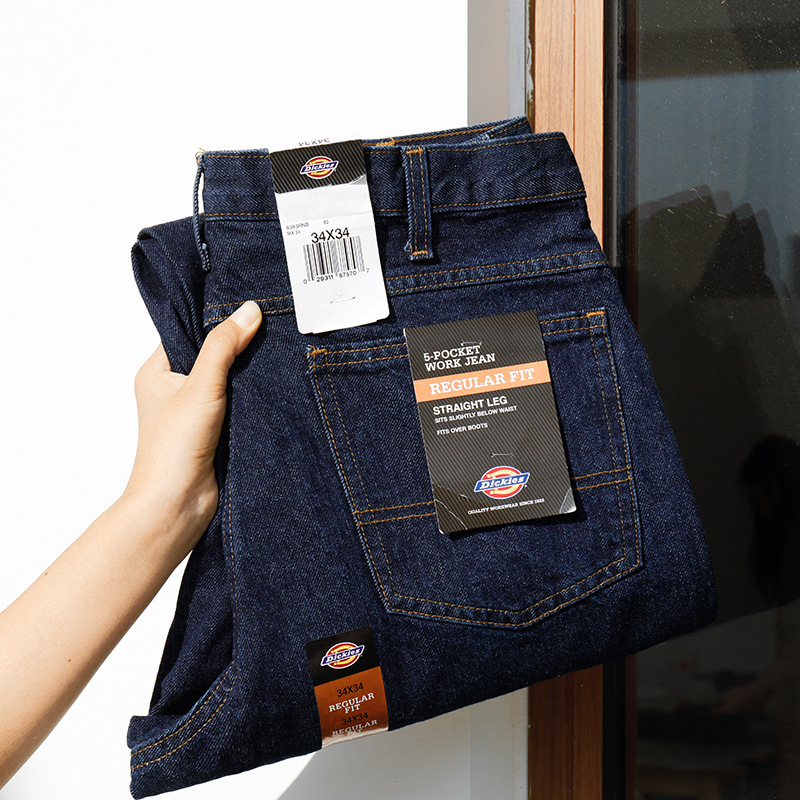 Dickies拉链长裤四季直筒牛仔裤