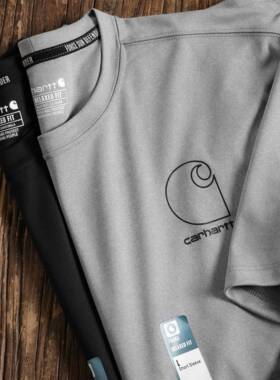 Carhartt 106163卡哈特太阳卫士户外休闲速干防晒圆领印花短袖T恤
