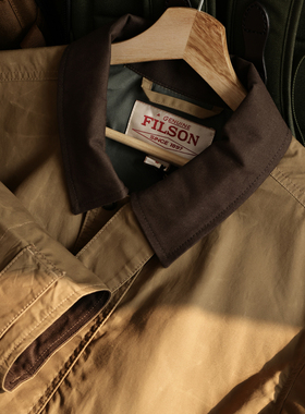 Filson美式复古黄石干蜡帆布游骑兵短款野战夹克男士翻领工装外套