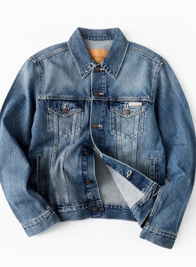 Calvin Klein美式水洗做旧翻领牛仔夹克男士CK时尚潮外套40TM715