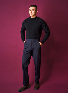 暖暖裤加厚休闲西裤松紧腰弹力宽松保暖直筒长裤Allen Xie艾伦谢