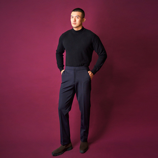 Allen 松紧腰弹力宽松保暖直筒长裤 Xie艾伦谢 加厚休闲西裤 暖暖裤