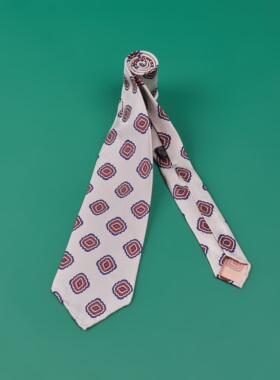 七褶领带手工羊毛丝印花男西装商务西服礼物Allen Xie艾伦谢