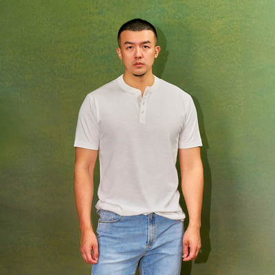 AllenXie亨利领纯棉短袖T恤