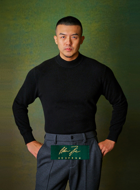 粗纺半高领小山羊绒针织衫毛衣内搭套头保暖亲肤Allen Xie艾伦谢