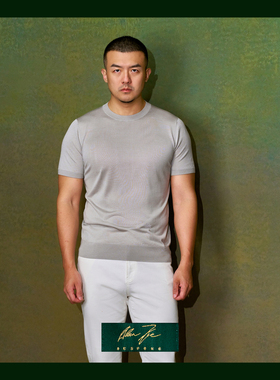 蝉翼短袖T恤真丝桑蚕丝套头圆领薄透气针织休闲Allen Xie艾伦谢