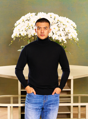 精纺高领羊绒衫套头针织毛衣内搭保暖秋冬男士长袖AllenXie艾伦谢