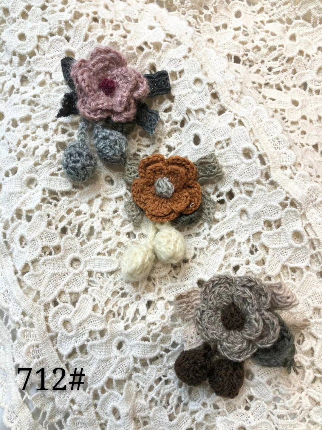 森系可爱纯手工立体钩花胸针日系小清新毛线花朵针织棉麻类小配饰