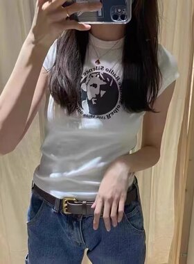 BrandyBM官网夏季修身短款T恤上衣纯棉高腰短袖Radio Silence top