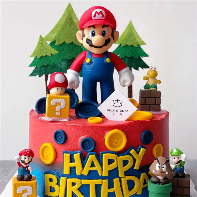 马里奥儿童蛋糕装饰摆件玛丽奥男孩生日马利奥主题插件插牌配件旗