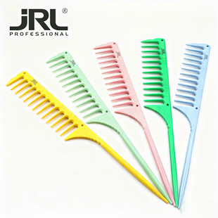 美国JRL美发梳子宽齿尖尾梳打理卷发粗硬厚发分针梳挑梳束感层次