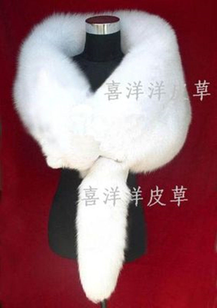 狐狸围脖冬季整只白狐狸毛披肩男女加厚保暖长款皮草围巾整皮