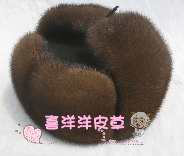 冬季保暖进口整水貂护耳雷锋帽 男款中老年皮草水貂帽子 皮草帽子