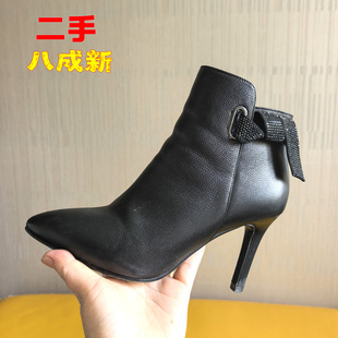 二手 八成新 周末有约短靴高跟鞋春秋单皮鞋
