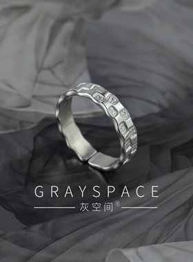 原创手工925纯银肌理时光格戒指