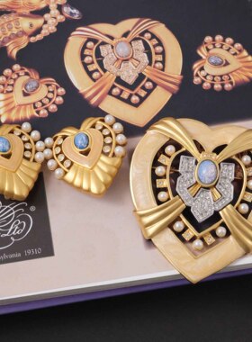 Vintage古董首饰ElizabethTaylor伊丽莎白泰勒好莱坞之心复古耳夹