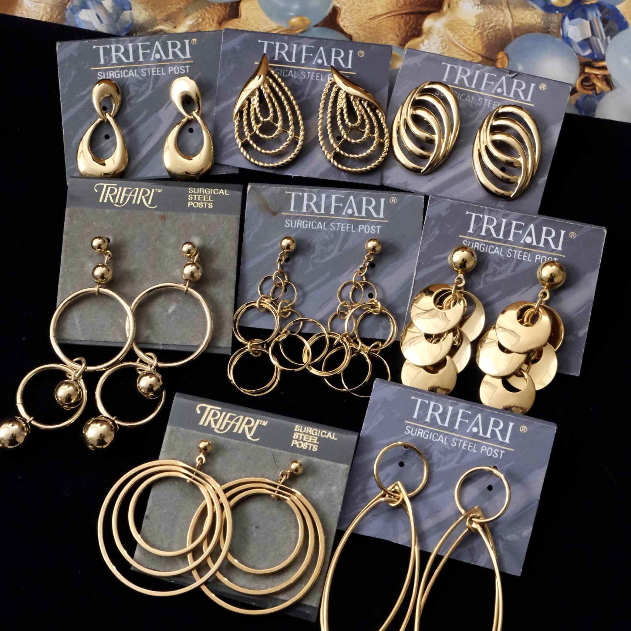 Trifari翠法丽中古耳环Vintage复古几何珐琅耳钉孤品绝版收藏E27