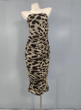 外贸单2026夏季新款时尚百搭宽松显瘦气质优雅御姐豹纹狂野连衣裙