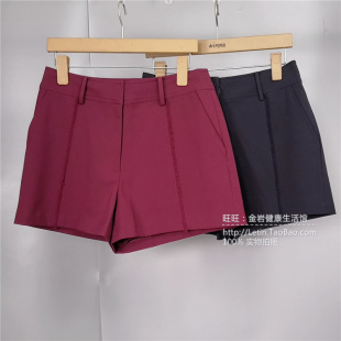 Yigue/亦谷夏款通勤淑女纯色休闲直筒短裤中腰显瘦裤子42121A5007