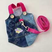 宠物春夏薄款 拼色牛仔背心裙可牵引绳泰迪比熊小型犬狗狗猫咪衣服