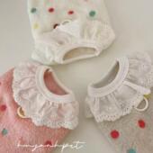 宠物可爱圆点双面加绒背心可牵引泰迪比熊小型犬狗狗猫咪秋冬衣服