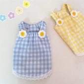 宠物轻薄款 衣服 花朵格子背心连衣裙泰迪比熊小型犬狗狗猫咪春夏季