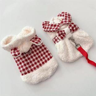 宠物秋冬季加绒保暖情侣装背心裙子泰迪比熊小型犬狗狗猫咪衣服