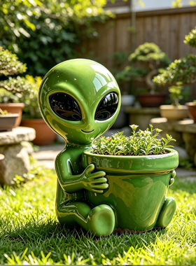 树脂多肉花盆外星人造景盆可爱