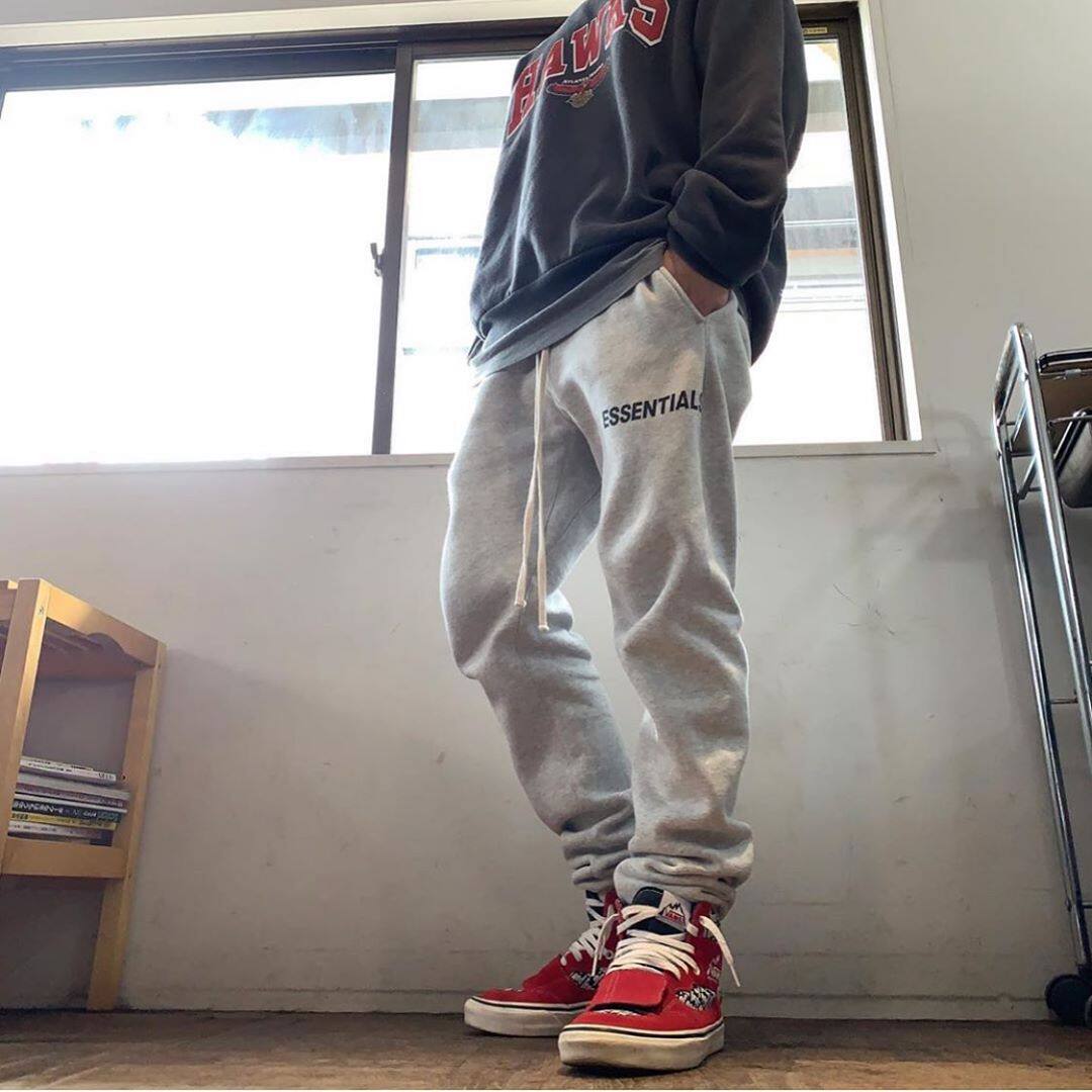 fog essentials复线抽绳飘带fear of god高街运动裤束脚卫裤长裤