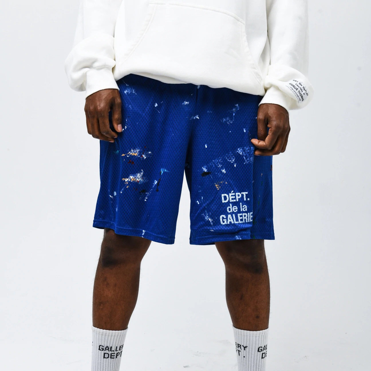 高街gallery dept彩色喷墨手绘字母印花夏季网眼透气运动抽绳短裤