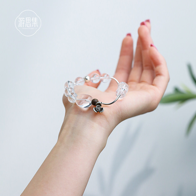 游思集天然高净体白水晶手串原创设计高级感白阿塞轻奢小众手链女
