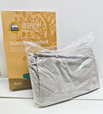 ecus益卡思天丝床笠防水透气除臭宝宝专用米灰色