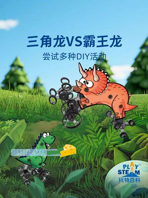 玩物百科 攀爬的恐龙会跑小动物儿童上发条玩具DIY