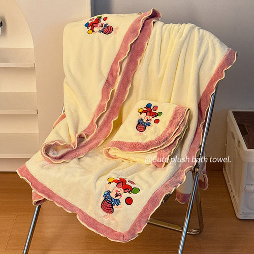 可爱小猪浴巾珊瑚绒速干吸水