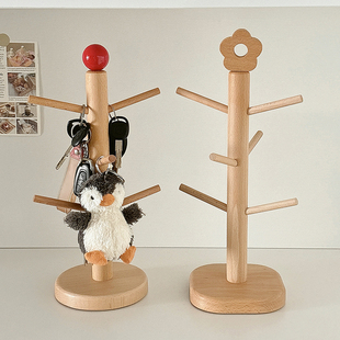 实木质收纳架家用玄关钥匙收纳置物架桌面多功能发圈发饰钥匙挂架