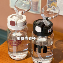 水杯吸管杯2025新款女杯子玻璃杯高颜值带刻度孕妇产妇专用耐高温