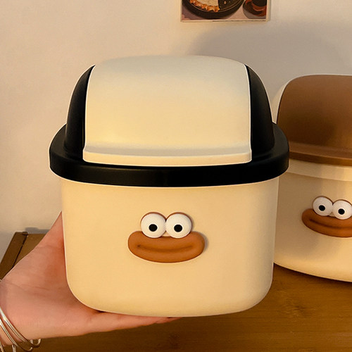 搞怪桌面带盖垃圾桶可爱小号迷你