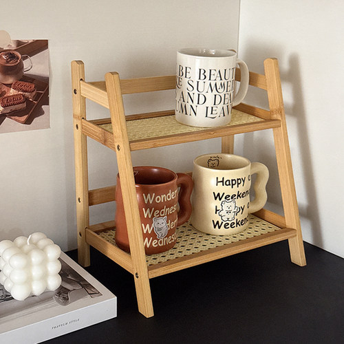 实木复古台面水杯架收纳架