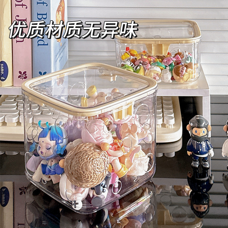 透明萌粒展示盒按压式带盖防尘