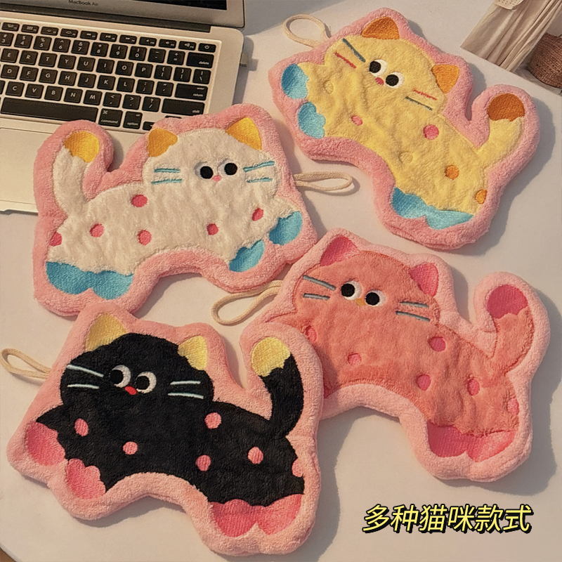 擦手毛巾挂式高颜值可爱猫咪擦手布超强吸水加厚卫生间厨房手巾