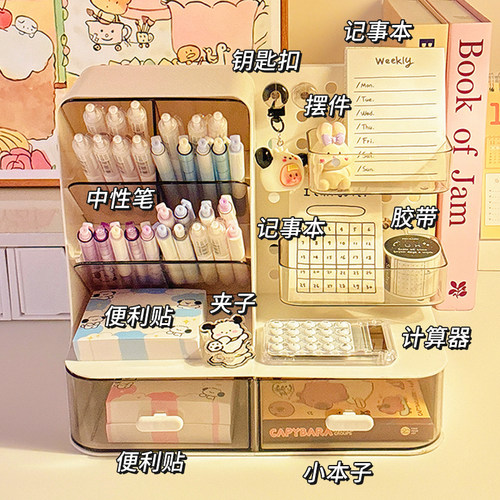 桌面洞洞板笔筒收纳盒桌面抽屉整理盒学生宿舍谷子小卡周边置物架