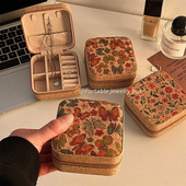 中式 复古首饰收纳盒高档精致小型便携式 耳钉戒指项链饰品首饰盒