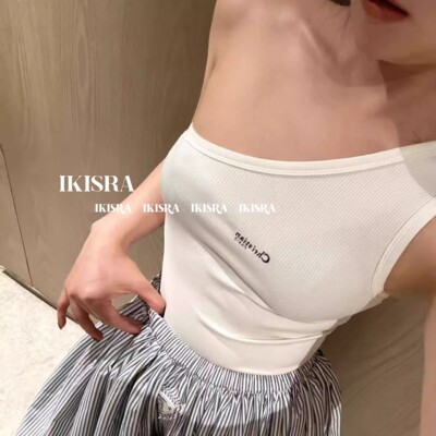 夏季不对称针织单肩小吊带背心