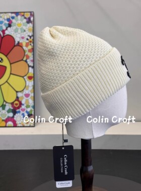 LOOG Aou 美到犯规!雪地冷帽 黑白针织帽子 刺绣字母套头帽