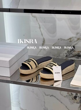 LOOG Aou舒适自留!26-1 夏季小个子松糕厚底刺绣凉拖鞋女