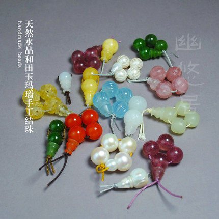 和田玉白玉水晶蜜蜡结珠三通套珠佛头佛塔十八子手串佛珠108配饰