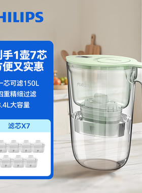 飞利浦净水壶滤水壶净水器滤水器过滤器滤芯 AWP2815绿色升级款