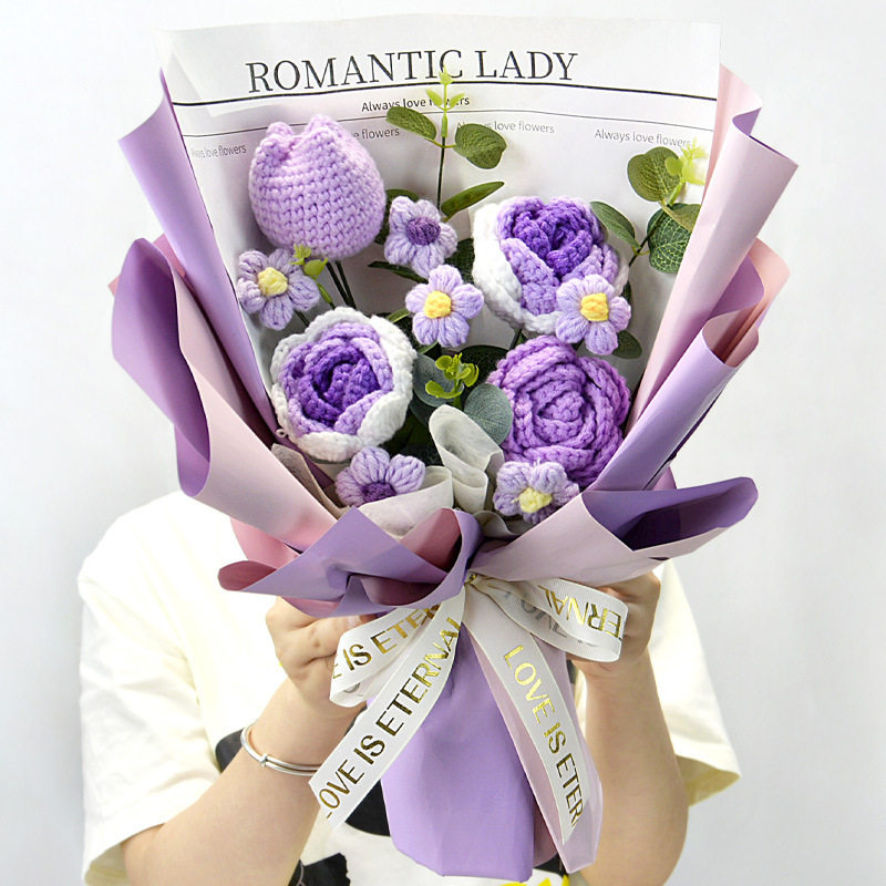 手工花束生日礼物永生花毛线花针织编织向日葵成品送女友闺蜜妈妈