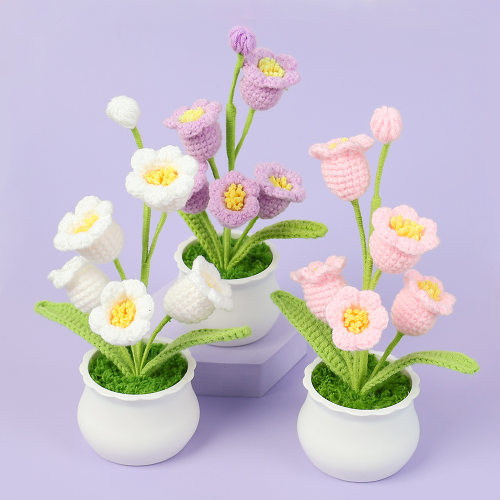 手工编织花束盆栽成品材料包向日葵郁金香毛线玫瑰花diy创意礼物