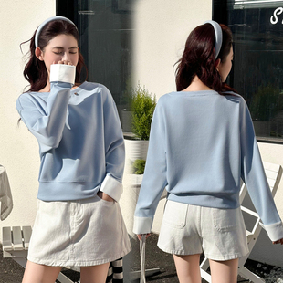 春装长袖套头短款卫衣女款2026新款春季时尚洋气宽松休闲女士上衣